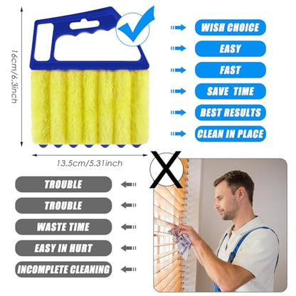 Geiserailie 2 Pcs Window Venetian Blind Cleaner Duster Tool Washable 7 Fingers Dusting Cleaner and Air Vent Shutter Brush Blinds Air Conditioner Fan Duster Dirt Housekeeping Tool (Orange Blue) - color: Orange Blue