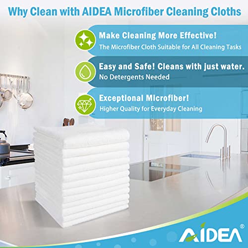 AIDEA Microfiber Cleaning Cloth White 50PK, Cleaning Rags, Lint Free Microfiber Towels, Kitchen Towels Dusting Cloth, Wash Cloths, Dish Rags White, 12"x 12" - color: White, size: 12 in. x 12 in.