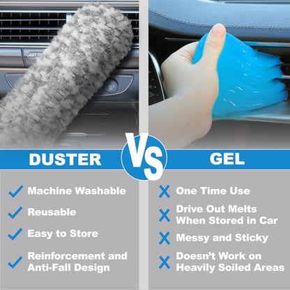 12" Microfiber Car Duster – Soft Interior Detail Brush for Dash, Seats, Vents & Console – Scratch‑Free, Washable Dust Remover for Car Interior Detailing