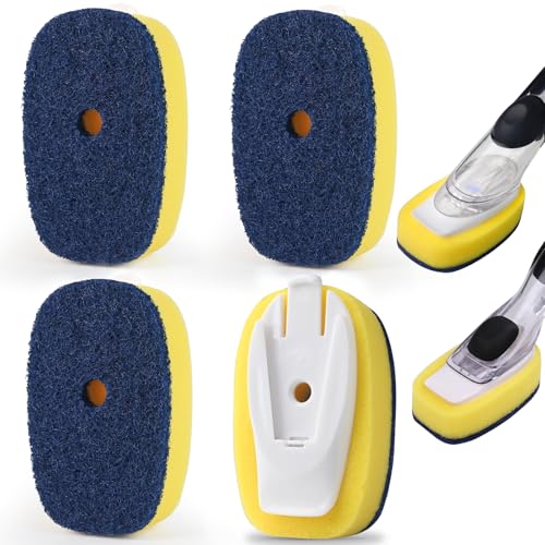 Sponge Brush Refills for OXO Dish Brush, 4 Pack Soap Dispensing Dish Refills, Scrub Replacement Head for Scrubber, Sponge Replacement Head Fits Soap Dispensing Handle - color: 4-pack