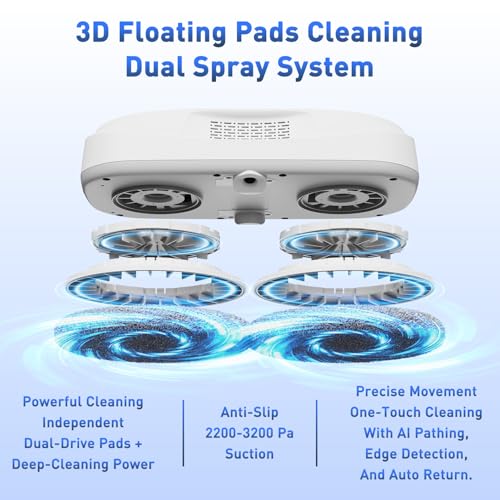 KKI Window Cleaning Robot,Upgraded Window Cleaner Robot, Auto-Dual Spray, Max 3200pa,3 Cleaning Modes & Edge Detection, Remote Control for High-Rise Windows, Glass Door,5Sets Cloths