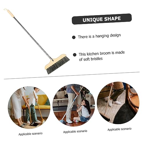 Cabilock Soft Bristle Broom with Handle Long Handle Floor Brush for Home Kitchen Outdoor Cleaning Static Bristles for Sweeping Pet and Dirt Hardwood and Carpet Floors