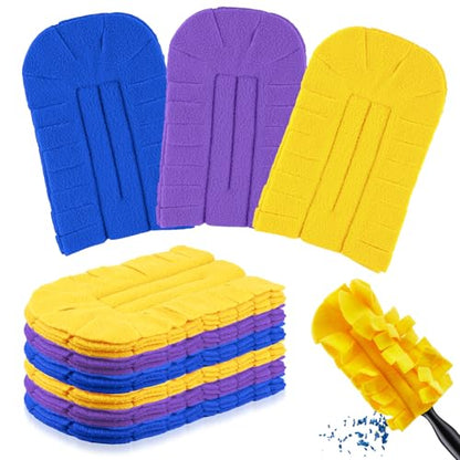 Zubebe 6 Pcs Duster Refill Reusable Fleece Duster Refills Feather Flat Dusters Multi Surface Washable Cleaning Pads Tools for Home, Blinds, Car, Pet, Furniture, Fans (Blue,Yellow,Purple) - color: Blue, Yellow, Purple