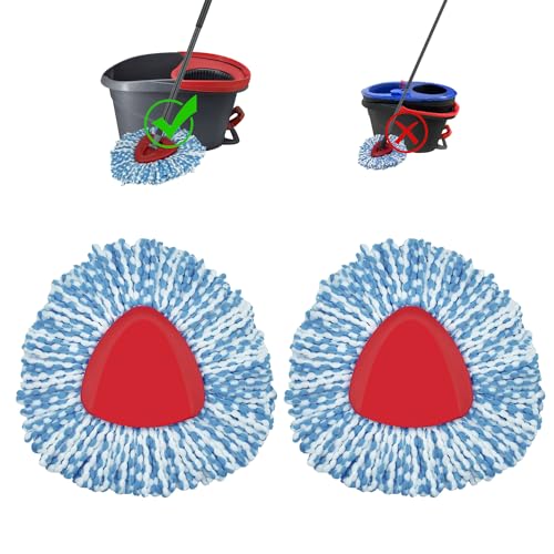 2 Pack Mop Head Replacement Compatiable with Oceda EasyWring,Mops Refill Replace Head for EasyWring Spin Mop 1 Tank Systerm - Microfiber, Easy to Replace,Deep Floor Cleaning and Machine Washable - color: 2 Pack Blue, size: 2 Pack Blue