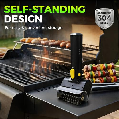 Electric BBQ Grill Brush - Cordless USB Rechargeable Grill Cleaning Brush with High-Speed Motor, Heavy Duty Stainless Steel Bristles, Automatic Barbecue Grate Cleaner Tool, Perfect BBQ Accessories
