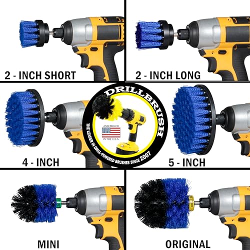 Pool Accessories - Cleaning Supplies - Drill Brush - 5 Piece Spin Brush Pool Cleaning Kit - Pool Supplies - Slide - Deck Brush - Hot Tub - Spa - Pond Liner - Pool Brush - Carpet Cleaner - color: Blue