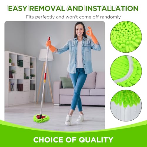 Baderke 3 Pack Mop Heads Replacements Compatible with 1 Tank System Duster Replacement Heads Spin Mop Refill Pads Reusable Dust Refills for Floor Cleaning (Green) - color: Green