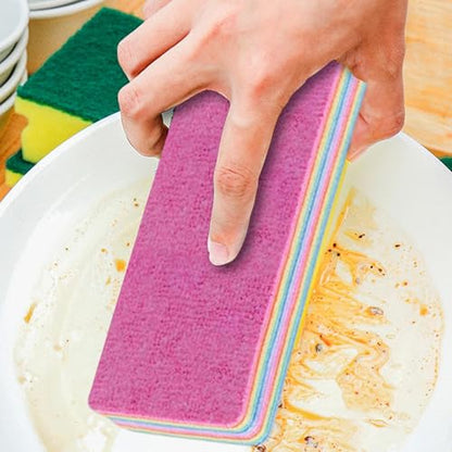 Multi-Layer Sponge Cloth, Microfiber Material, Pink, Peelable Sponge, Absorbent Scrubber, Compact Design, for Kitchen Bowl Dish Pot Household Bathroom Window - color: 17×7×2.2cm