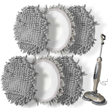 Frescares 6 Packs Steam Mop Pads Replacement Power Pads Compatible with Shark,S8201 S8001 S7001 S7201 S7000AMZ S7000 S7005 S7020 S7001C Dirt Grip Scrub Adsorb Washable Pad - color: 6grey