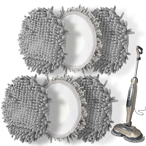 Frescares 6 Packs Steam Mop Pads Replacement Power Pads Compatible with Shark,S8201 S8001 S7001 S7201 S7000AMZ S7000 S7005 S7020 S7001C Dirt Grip Scrub Adsorb Washable Pad - color: 6grey