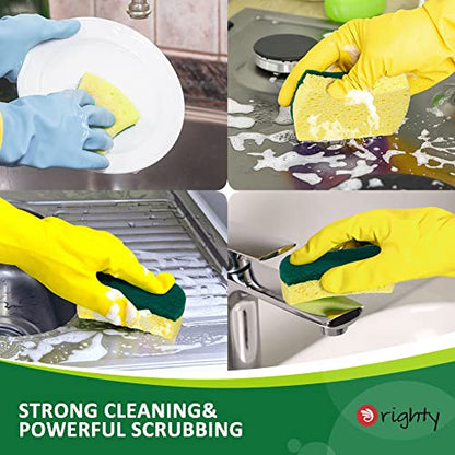 ORIGHTY Heavy Duty Cellulose Scrub Sponges Kitchen, Powerful Scrubbing & Cleaning, Suitable for Washing Dishes and Kitchen Cleaning, Absorbent & Rich Foam, 24 Count - color: Green