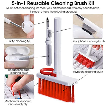 5 in 1 Keyboard and Earphone Cleaning Kit - Soft Brush Pen for AirPods, Phone, Camera, Laptop - Metal, Multicolor
