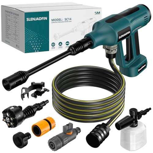 SLENJADFIN Cordless Portable Washer Compatible with Makita 18V Battery, Portable Handheld Cleaning Tool with Brushless Motor, 6-in-1 Nozzle, 4 Level Adjustable for Car Floor Fence Wall (Tool only)
