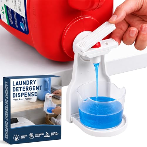 Laundry Detergent Dispenser Cup Holder, No Drip Laundry Detergent Holder with Easy Press Nozzle Switch, Laundry Cup Holder and Drip Tray for Liquid Detergent Dispenser, Laundry Room Organization - color: 1 Pack White