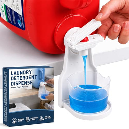 Laundry Detergent Dispenser Cup Holder, No Drip Laundry Detergent Holder with Easy Press Nozzle Switch, Laundry Cup Holder and Drip Tray for Liquid Detergent Dispenser, Laundry Room Organization - color: 1 Pack White