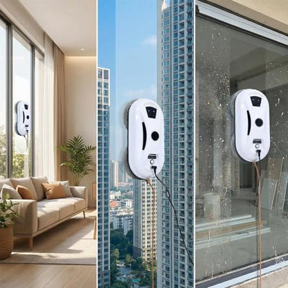 SakerPlus Automatic Smart Window Cleaning Robot, Glass Cleaner with Dual Rotating Pads, Smart Path Navigation, Remote Control, Backup Power Up to 20 Min, for Windows, Mirrors & Tiles