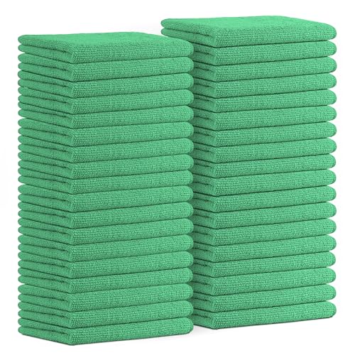 Avalon Towels Microfiber Cleaning Cloths (Value Pack of 36) - Size 16 x 16 Inches, Highly Absorbent Cleaning Rags, Lint Free, Reusable and Washable, Microfiber Towels for Cars - color: Green, size: Pack of 36 - 16x16 Inches