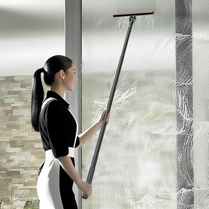 Shower Squeegee for Glass Doors, Window Squeegee for Home,Squeegee with Telescopic Extension Pole,Professional Window Cleaning Tool, Black, for Mirror, Glass, Ceramic Tile