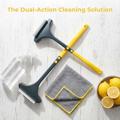 2Pack Window Cleaning Brush Screens and Glass Wet and Dry 2 in 1 Versatile Tool Yellow-Green - color: Yellow-green