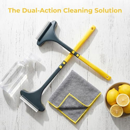 2Pack Window Cleaning Brush Screens and Glass Wet and Dry 2 in 1 Versatile Tool Yellow-Green - color: Yellow-green