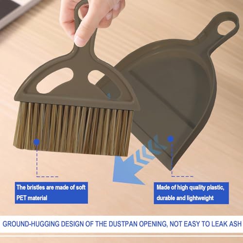 Mini Broom and Dustpan Set Hand Broom with Dustpan Portable Housekeeping Cleaning Tools for Desk,Counter,Sofa,Kitchen,Office,Nest (Coffee) - color: Coffee