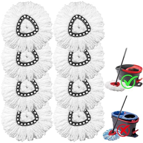 8 Pack Mop Replacement Heads Compatible with O Cedar Triangle Swivel Mops, Spin Mop Microfiber Refills, Deep Cleaning Easy to Replace - size: 8pcs