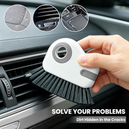2 PCS 2 in 1 Groove Cleaning Brush, Multifunctional Window Track Cleaner with Hidden Scraper, Hard Bristle Grip Brush Sliding Door Cleaning Tool for Vehicle Home Office (Gray) - color: Gray, 2 Pcs