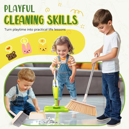Kids Cleaning Toy Set,Mini Spray Mop Montessori Toys Pretend Play Cleaning Tool for Toddlers with Spray Mop & Kids Broom Dustpan Set Cleaning Toys Gift for Toddlers Girls Boys Age 3+ - size: Green, style: Cleaning Set