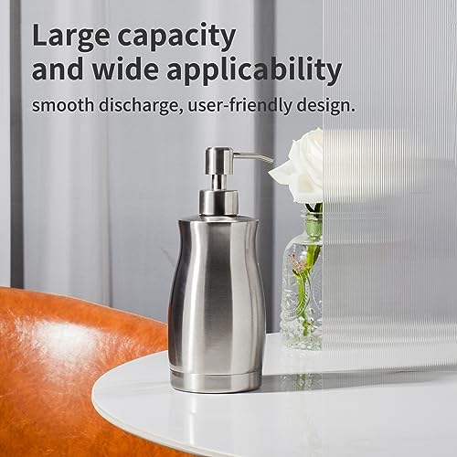 Brushed Stainless Steel Countertop Soap Dispenser Rust and Leak Resistant Hand Soap Pump with Funnel for Kitchen Countertops and Bathroom Dispensers (13.5 oz/400 ml) - color: Gray (Brushed Nickel) Gel Style