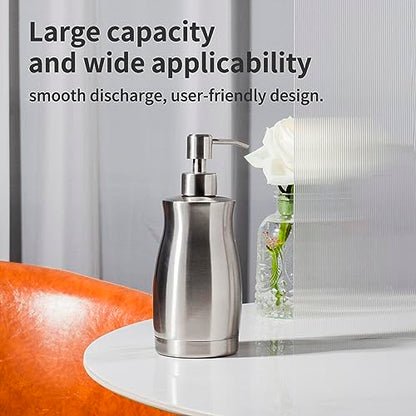 Brushed Stainless Steel Countertop Soap Dispenser Rust and Leak Resistant Hand Soap Pump with Funnel for Kitchen Countertops and Bathroom Dispensers (13.5 oz/400 ml) - color: Gray (Brushed Nickel) Gel Style