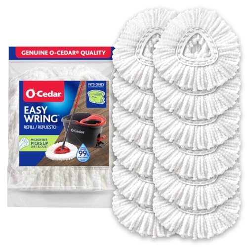 O-Cedar EasyWring Spin Mop Head Replacement (Pack of 12) | Machine Washable | Reusable | Microfiber Refill | Packaging May Vary - size: 12 - Pack, style: EasyWring