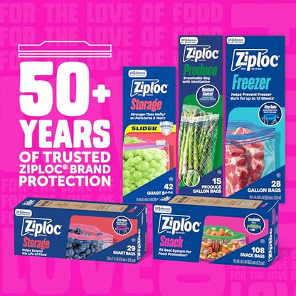Ziploc Quart Food Storage Bags, Stand-Up Bottom, Easy to Fill, 136 Count - size: 136 Count