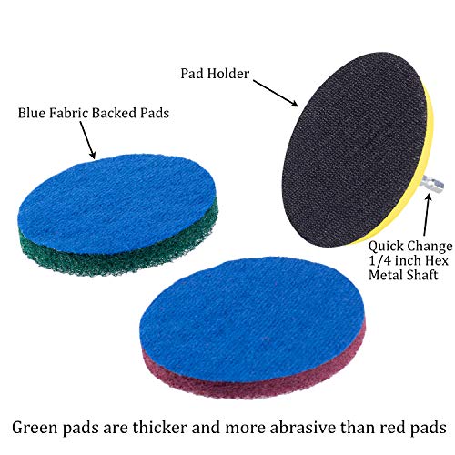 Kichwit 4 Inch Drill Power Brush Tile Scrubber Scouring Pads Cleaning Kit, 2 Inch Small Brush Included, Heavy Duty Household Cleaning Tool (Drill NOT Included) - size: 4 Inch + 2 Inch