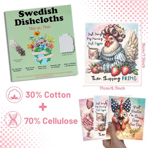 Funny Chicken Swedish Dishcloths for Kitchen, 6PCS Cellulose Sponge Reusable Paper Towels Washable, Cute Absorbent Fast Drying Swedish Dish Cloth for Home Cleaning - style: Funny Chicken