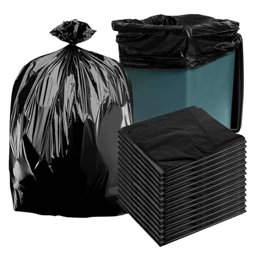 33/38 gallon heavy duty trash bags, 35 inches x 39 inches, black, extra strong construction & yard bags for commercial, industrial, garden waste, leakproof & puncture resistant(30 pieces)