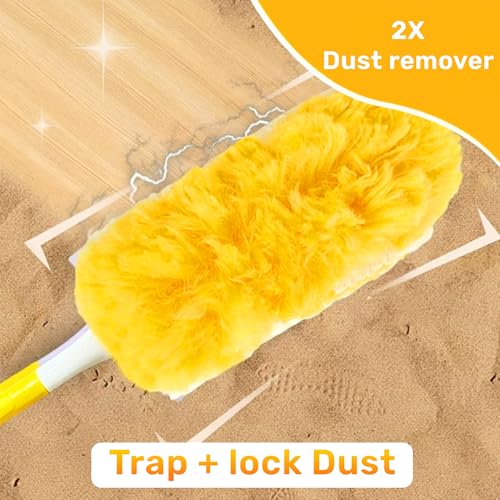 Heavy Duty Duster Refills 30 Pack, 360° Multi Surface Feather Dusters Kit with Extendable 3FT Handle, Disposable Microfiber Dusters for Cleaning Furniture, Blinds, Ceiling Fan & Car