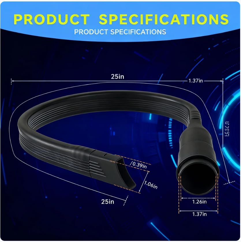 25" Flexible Vacuum -Generic Flexible Vacuum Crevice Tool Universal Attachment Long Reach Design Cleaning Accessory for Vacuum Hoses Tight Spaces(1 Pcs)