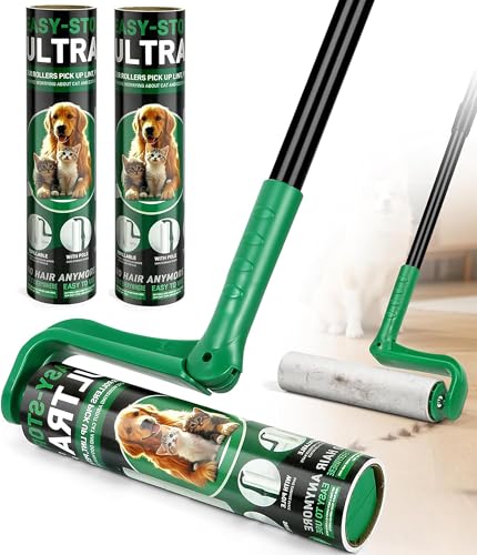 10" Large Lint Roller for Pet Hair Extra Sticky, Long Handle Floor Sticky Rollers with Big Lint Roller Refills for Cleaning Carpets, Cars, Furniture,Clothing, and Pet Hair,Green - color: Green, size: 10 Inch