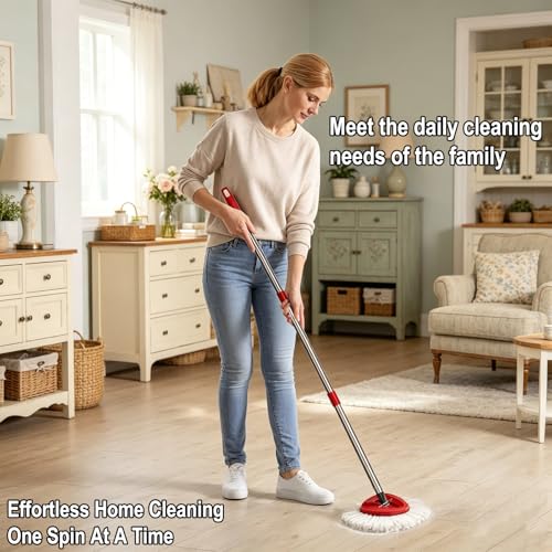 10 PCS Spin Mop Replacement Head,100% Microfiber Mop Heads Replacements Compatible with Cedar Easywring 1-Tank System, 360 Degree Round Mop Refills for Easy House Cleaning Floor Mopping - size: 10PCS