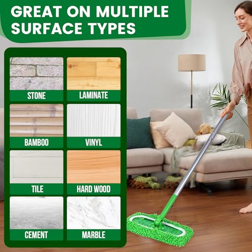 15Pcs Reusable Microfiber Mop Pads Compatible with Sweeper Mop, Replacement Wet Mopping pad Refills & Washable Dry Sweeping Cloths for Surface/Hardwood Floor Cleaning - color: 15 Pack Green