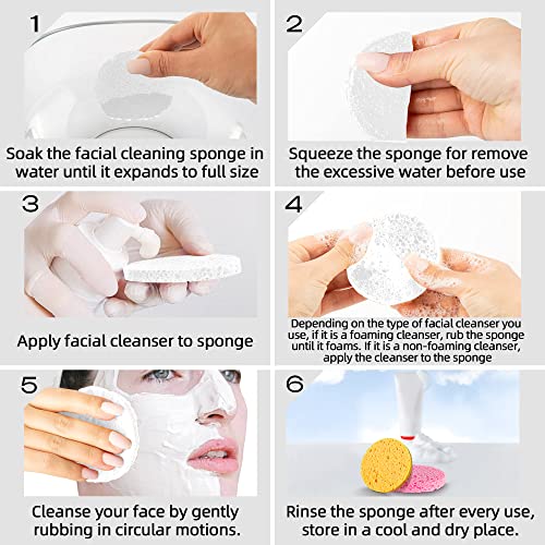 60-Count Compressed Facial Sponges|100% Natural Kickleen Cellulose Cosmetic Spa Sponges for Daily Facial Cleansing|Makeup and Mask Removal | Exfoliating | Skin Massage | Pore Exfoliation(White) - color: White