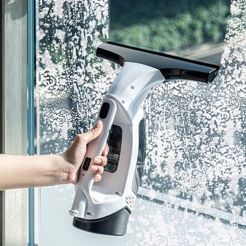 Eujgoov Electric Window Vacuum Squeegee Window Cleaner Cordless Vacuum Squeegee Handheld Cleaner 1.2KPa Suction 11 Inch Silicone Blade with 150ml Tank for Mirrors Tiles Shower Doors