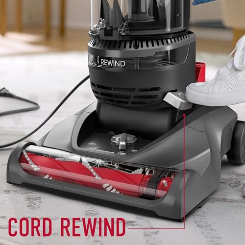Hoover Rewind Pet Upright Bagless Vacuum Cleaner for Carpet and Hard Floors, Automatic Cord Rewind, Above Floor Cleaning Corded Vacuum Cleaners for Home Use, Gray - style: Rewind Pet