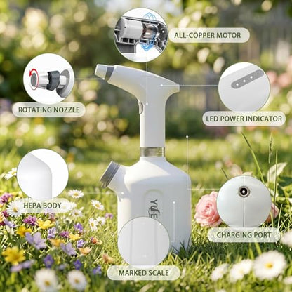 Electric Spray Bottle, 0.26 Gallon Battery Powered Plant Mister, 1500mAh USB Rechargeable Automatic Garden Sprayer, Handheld Continuous Water Spray Bottle for Indoor Houseplants, Succulents, Cleaning - size: 1L/0.26 Gallon