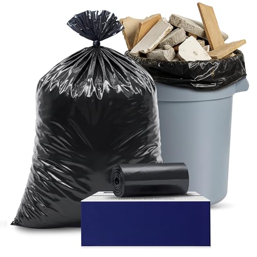 Plasticplace Contractor Trash 42 Gallon │ 3.0 Mil │ Black Heavy Duty Garbage Bag │ 33” x 48” (50 Count) (CON50) - style: 3.0 Mil, 50 Count