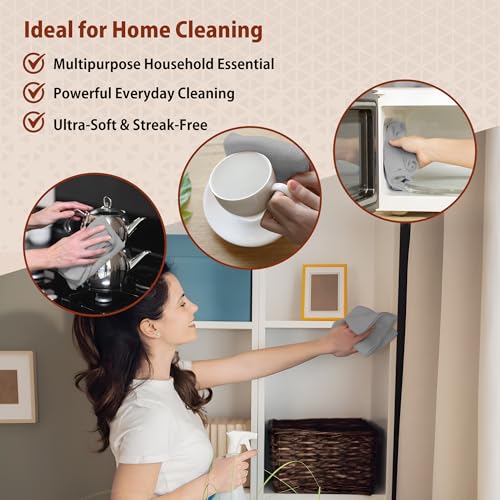 H4N Microfiber Cleaning Cloth Roll, 85 Pack Micro Fiber Wash Cloths for Car, Tear Away Towels, Ultra Absorbent Dish Rags, Non-Abrasive, Reusable and Washable Household Supplies, 11.81" x 11.81", Gray - color: Gray