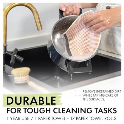 SUPERSCANDI 5 Pack Swedish Dishcloths for Kitchen - 100% Biodegradable & Compostable | Reusable Paper Towels Washable, Food-Safe & Without Plastic - Dish Rags Suitable for Any Surface | Mushroom - color: Mushroom
