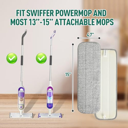 8 Pack Microfiber Spray Mop Replacement Pads for Swiffer PowerMop, Washable & Reusable Mop Refills for 13 ''-15 '' Spray Mops, Wet & Dry Cleaning Pad for Hardwood, Tile, Marble & Pet Hair
