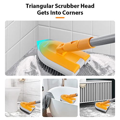 Shower Scrubber for Cleaning, Bestnifly Bathroom Scrub Brush with 42'' Extendable Long Handle, Tub and Tile Cleaning Brush for Toilet Bathtub Wall Glass Floor, Stiff Bristle