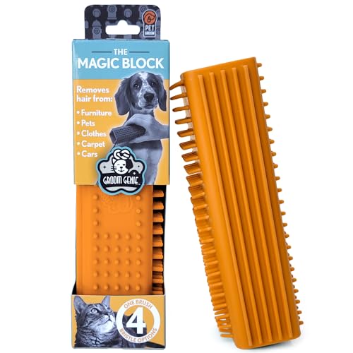 Magic Pet Hair Block Brush (Canyon Orange) | Ultimate Dog & Cat Hair Remover for Sofa, Furniture, Carpet, Bedding, and Clothing | Reusable, Durable, and Easy to Use - color: Canyon Orange